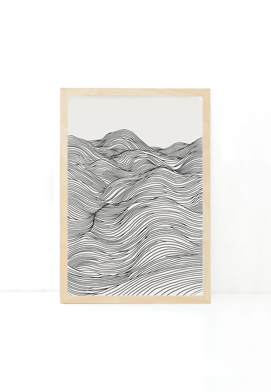 Waves in Line Art – Minimalist Abstract Fine Art Poster Print