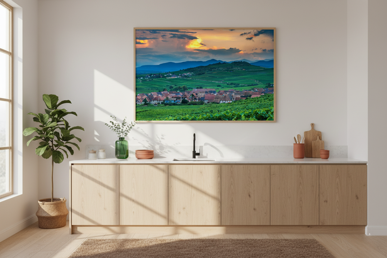 Vineyard Village at Sunset, Saint-Hippolyte — wall-art display photograph by Kirill Rudenko