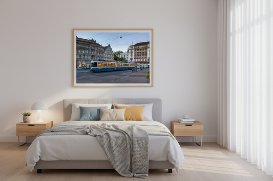 Zurich Tram at Paradeplatz — original fine art photograph by Kirill Rudenko, Fattrol