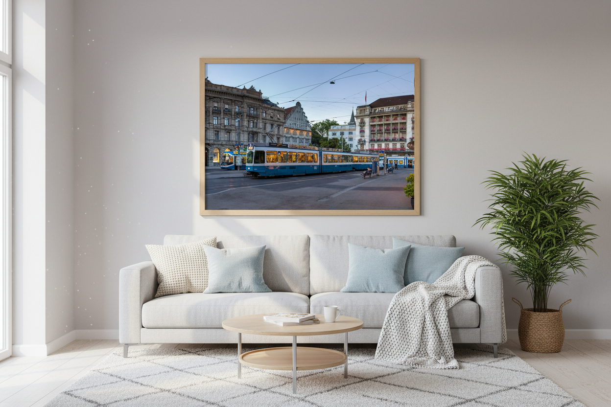Zurich Tram at Paradeplatz — archival fine art print on museum-grade paper