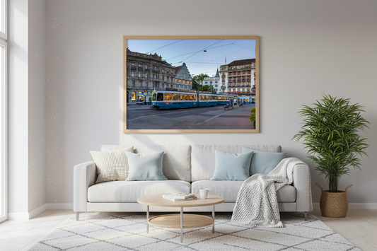 Zurich Tram at Paradeplatz — archival fine art print on museum-grade paper