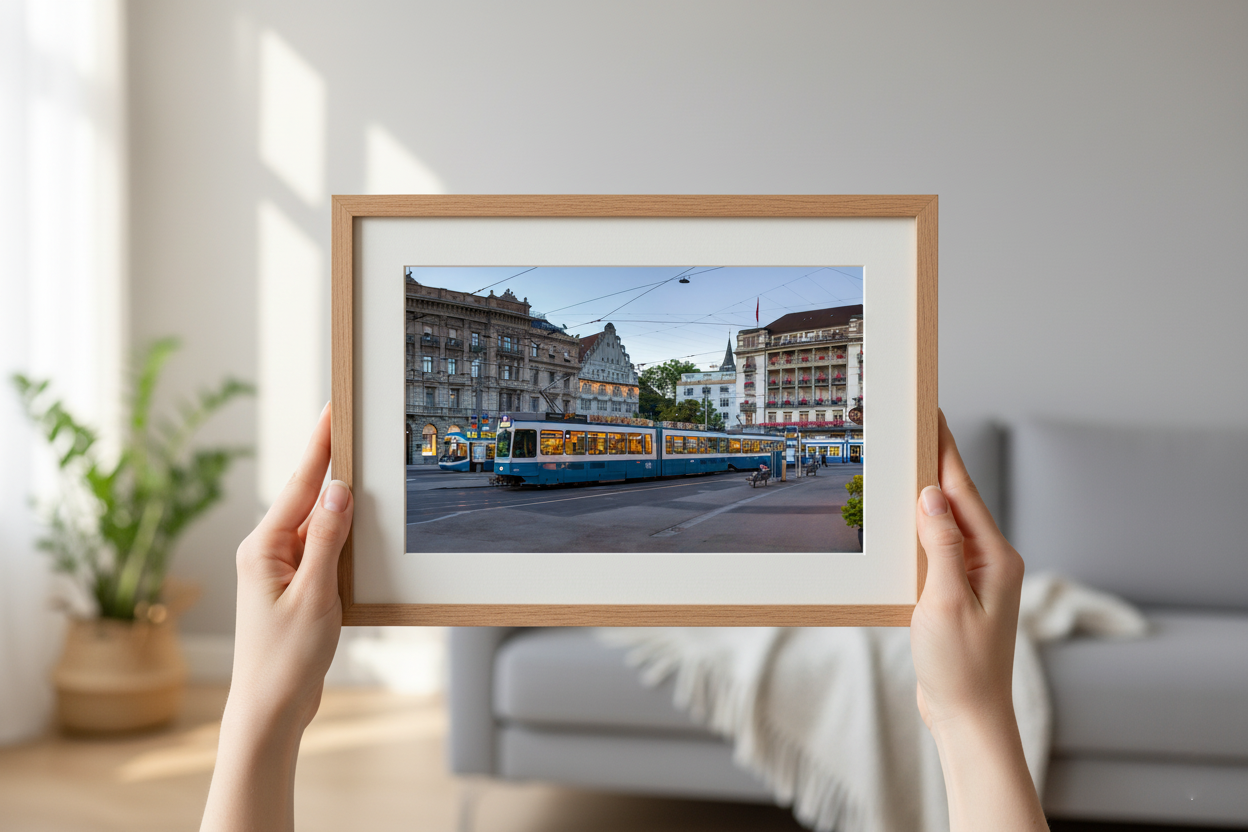 Zurich Tram at Paradeplatz — wall-art display photograph by Kirill Rudenko