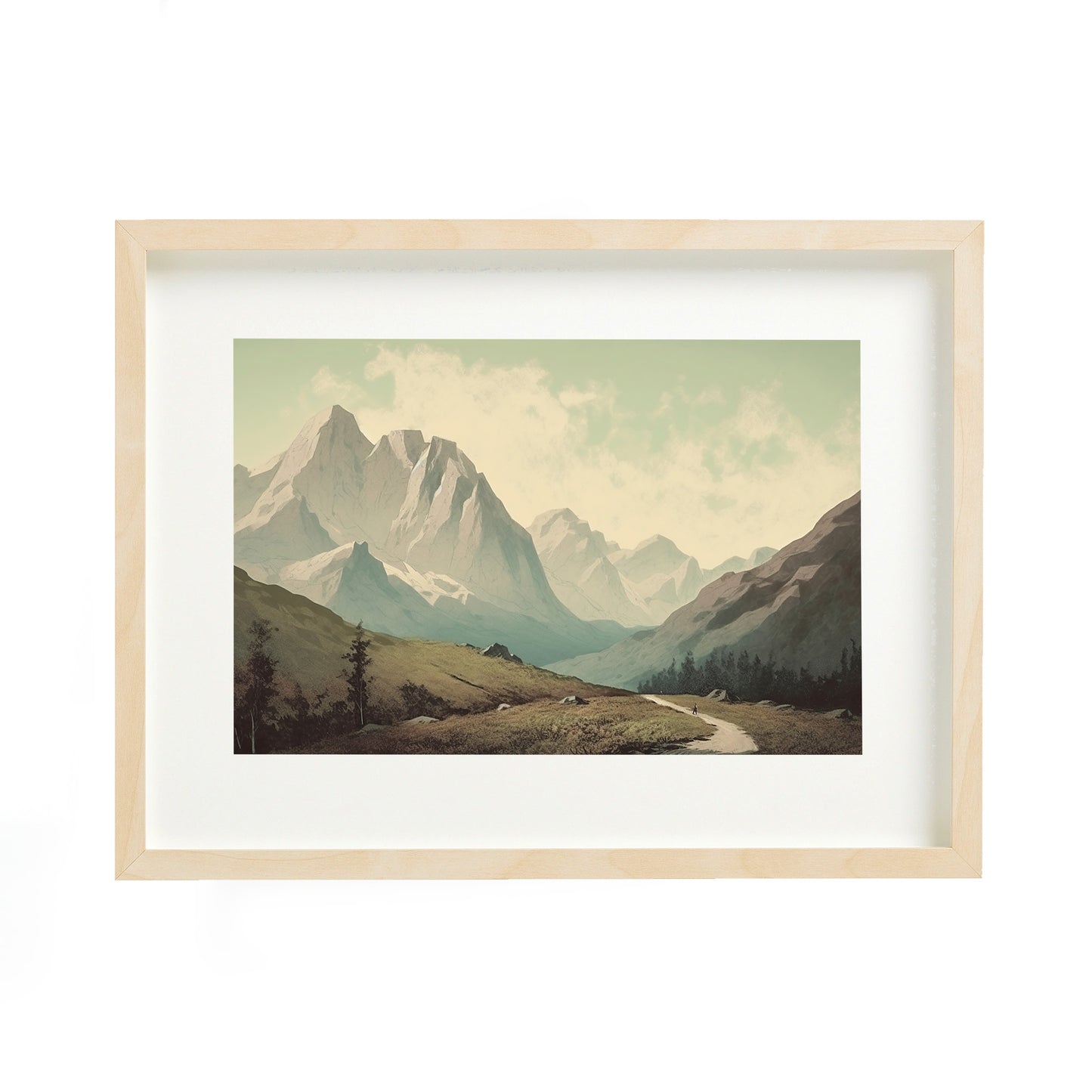 Vintage Mountain Landscape Print