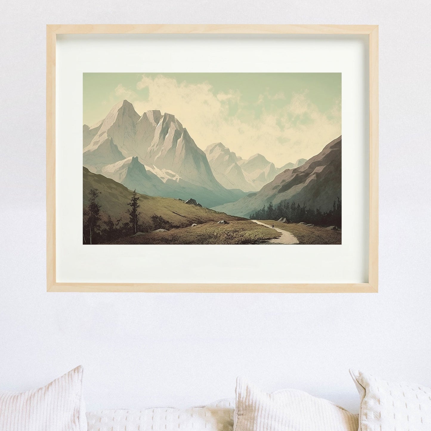 Vintage Mountain Landscape Print